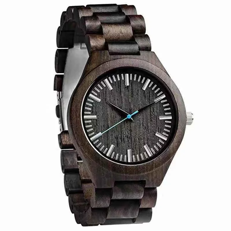 Classic Mens Watch Black Wood Reloj Current Luxury Wooden Band Private Label Wristwatches