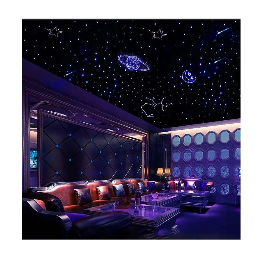 Hotel lobby interior fiber optic RGB lighting starry star ceiling panel for cinema roof ceiling decoration