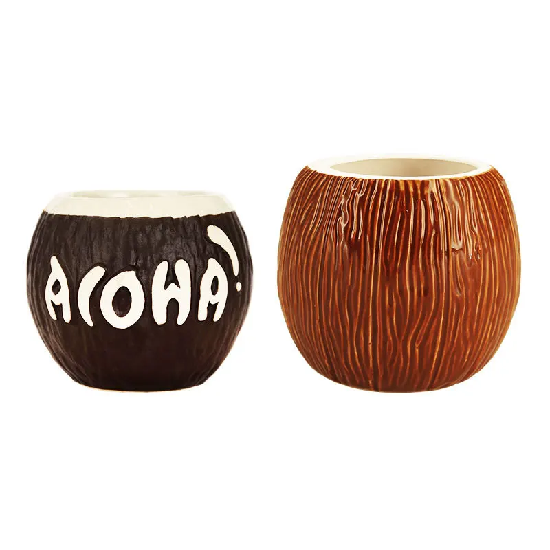 Hawaii Hollywood Ceramic souvenir cocoanut Cup Coconut mug Hawaiian Creative Designs Cocktail TiKi Mug