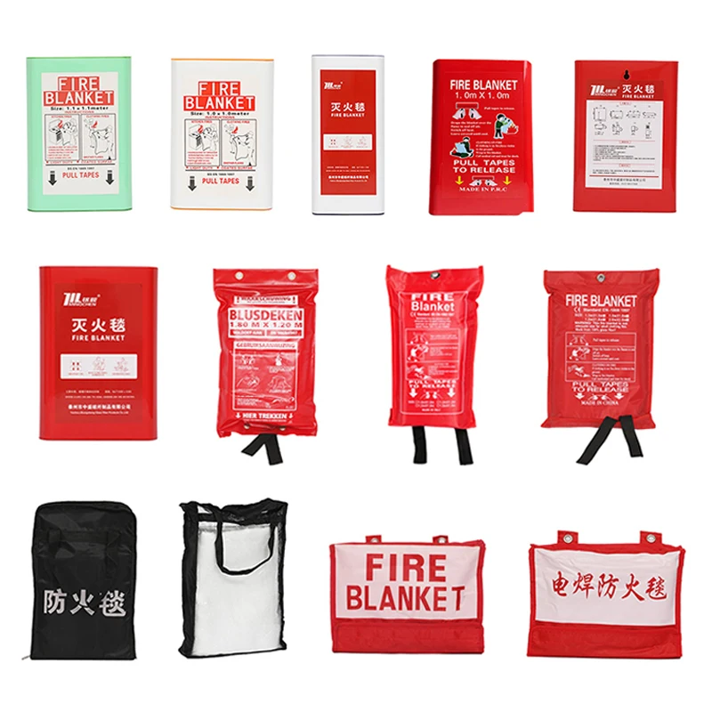 En1869 Large Size Emergency Survival Fiberglass Fire Proof 1.8 m X 1.8 m Fire Blanket Roll With Own Print for safety protection