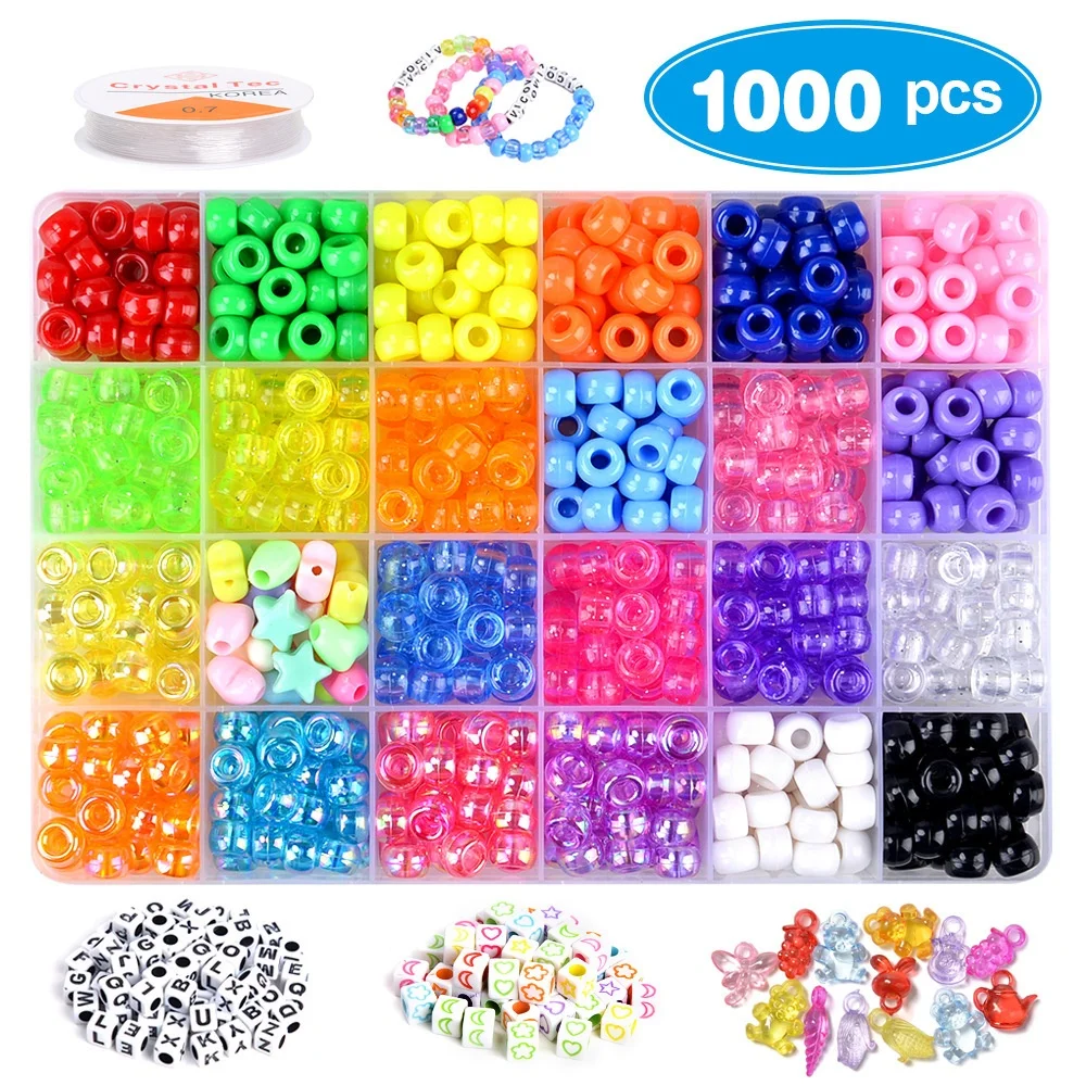 Rainbow color 9 mm DIY bead 1000 pcs round beads gift for girls