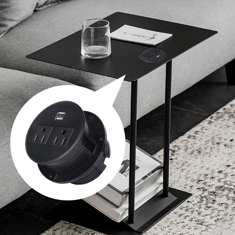 American furniture embedded round desktop power grommet 2Ac socket and 2-usb charger interface