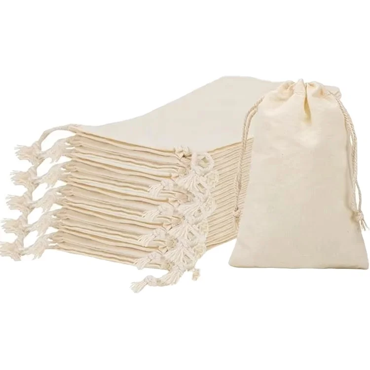 Wholesale Customized Promotional Organic Canvas Cotton Drawstring Backpack Draw String Bags