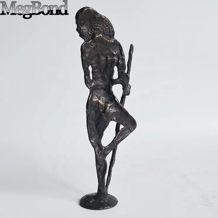 Cast iron metal bronze Minoria african statue for  home,  Mini metal man statue