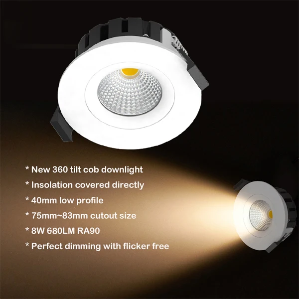 High CRI 90 97 Led Spotlight CE Approved Aluminum Commercial No Flicker Dimmable LED Down Light Indoor Home 8W COB Downlight