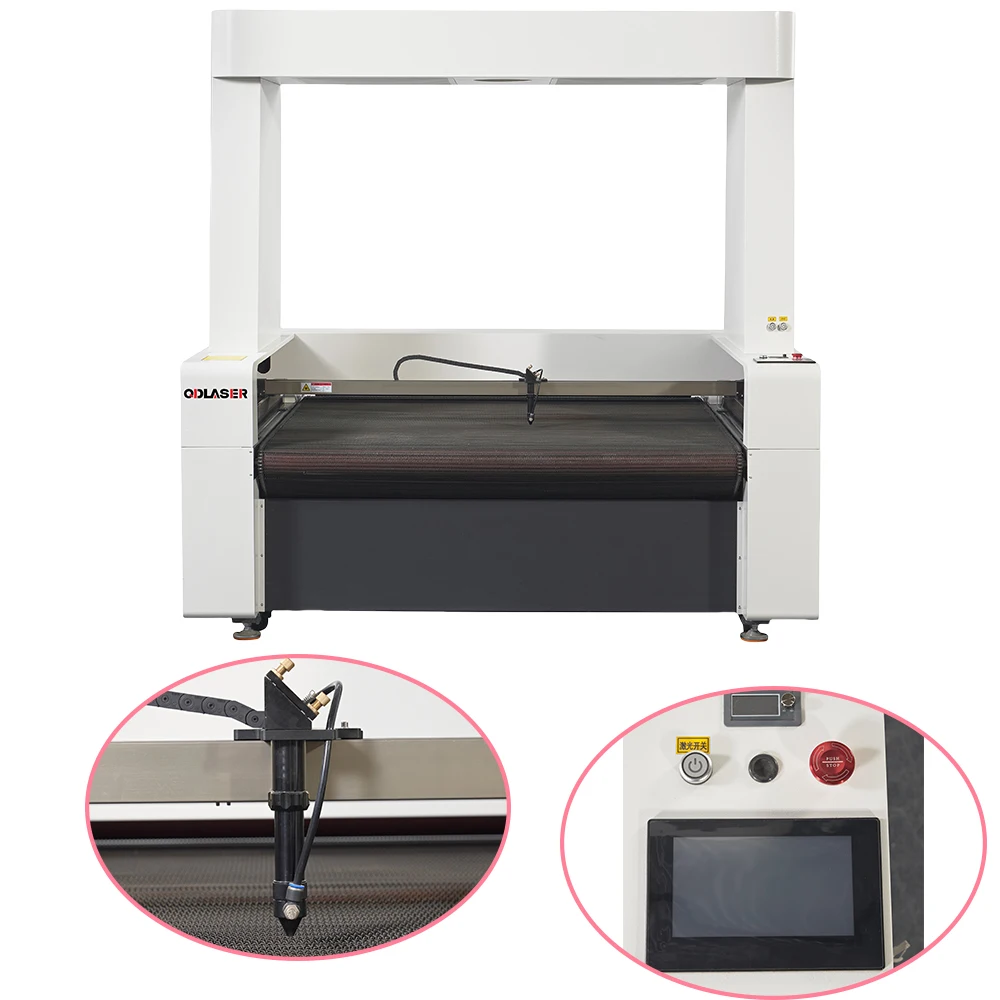 100W 1610F-CCD Co2  Fabric Cutting Machine for Synthetic leather, Artificial leather, Cloth and Fur.