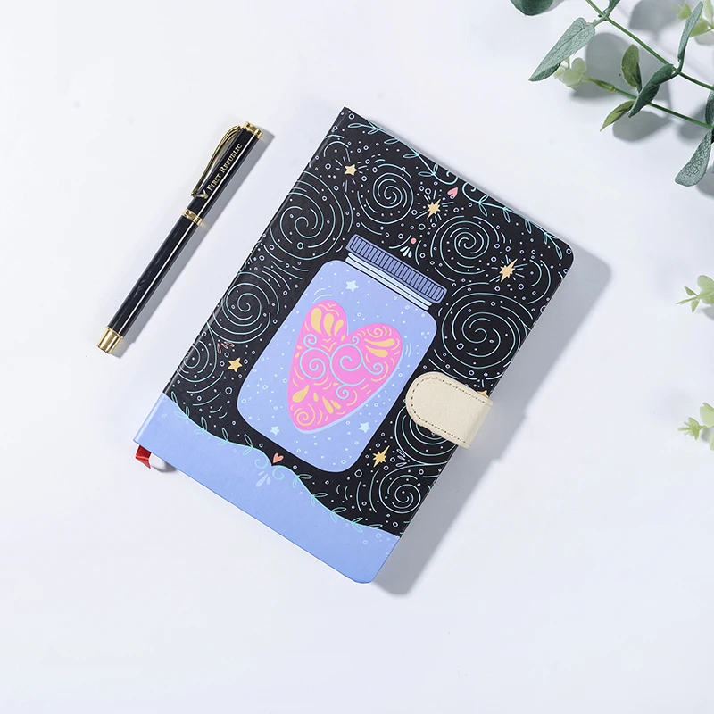
PU Leather Cover 2021 Fashion Design Diary Notebook Leatherette Journal Magnetic Buckle Closure Planner 