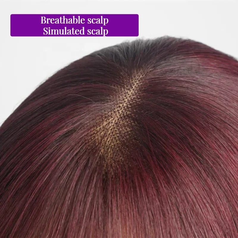 Royce Customize Colored Human Hair Wigs Breathable Scalp Lace Wigs Bone Straight With Bang Human Hair Wigs For Black Women