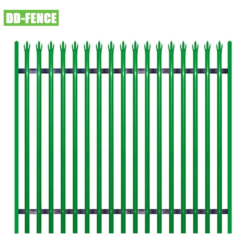 Powder Coated Green Black Palisade Trident Security Fencing Spiked Top Palisade Steel Fence for Industry Yard Perimeter Security