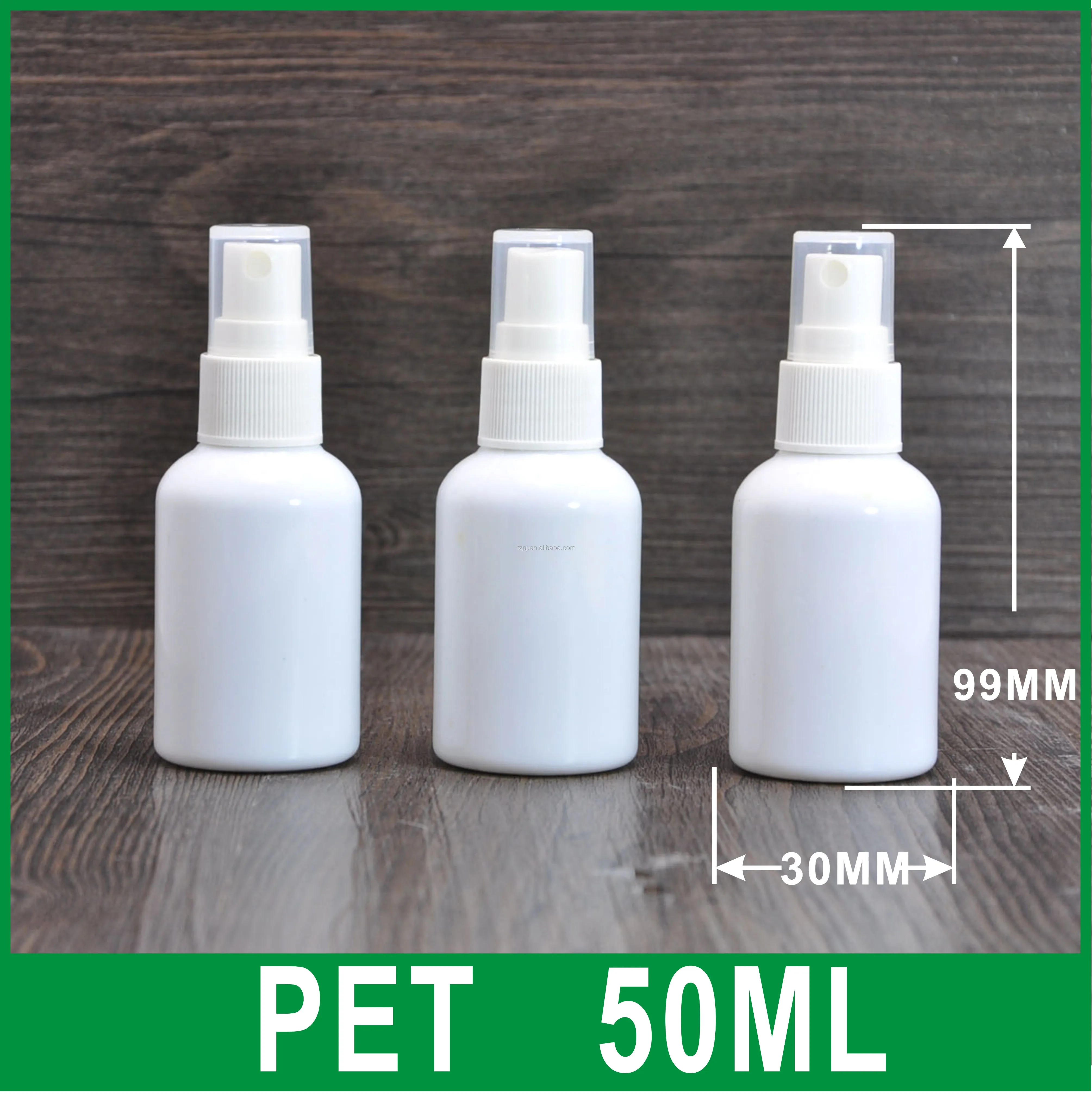 Hot sale 50ml PET white plastic  perfume Spray Plastic Bottle for Liquid Cosmetic Detergent