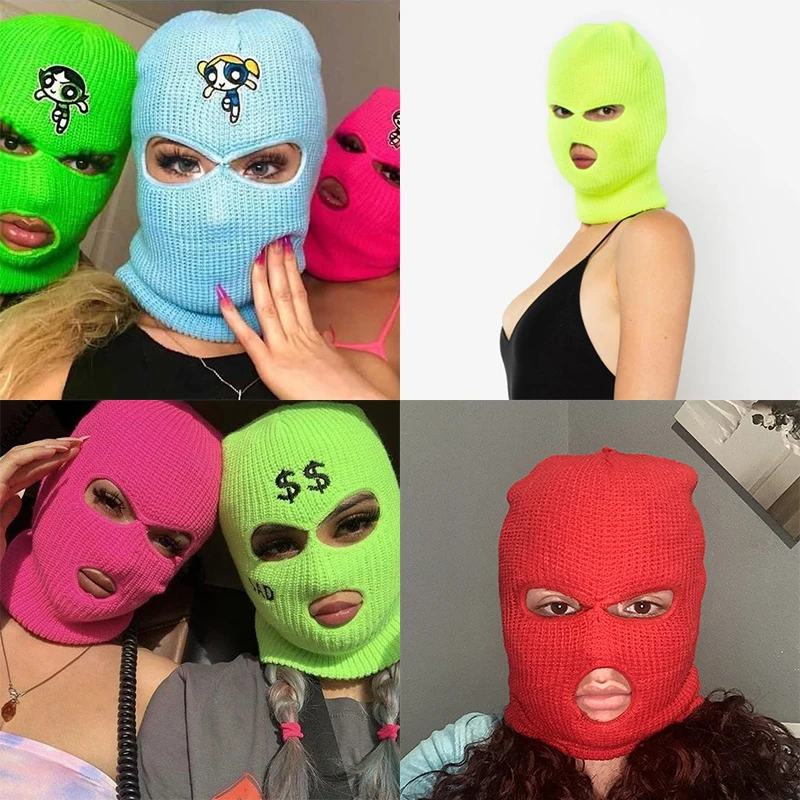 Wholesale Face Hat Female Beanie Designer 2022 Custom Knitted Baclava Polyester Thick Thermal Spandex Plain Ski Mask