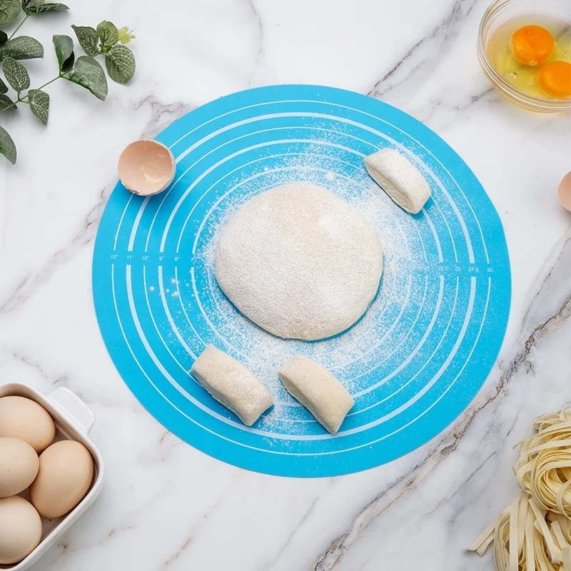 Round Food Grade Silicone Kneading Pad Thickened Large Non Slip Rolling Pad And Non Stick Baking Pad With Scale
