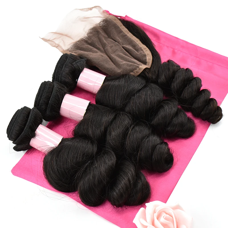 Bundles Indian Loose Wave Hair Sunlight 100% Human Hair,10a indian/brazilian hair bundles with closure, 100% virgin