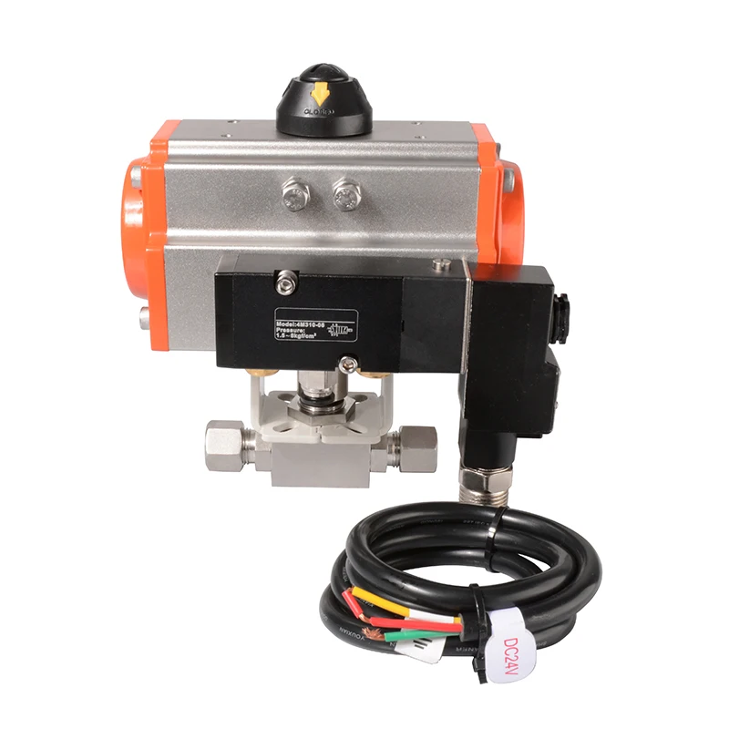 Stainless Steel 6000psi Pneumatic Compression Ball Valve with Explosion Proof Coil