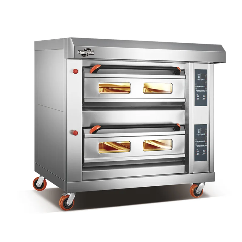 Homphon Supplier Pizza Baking Oven Electric Stainless Steel 2 Deck 4 Tray Cake Making Machine