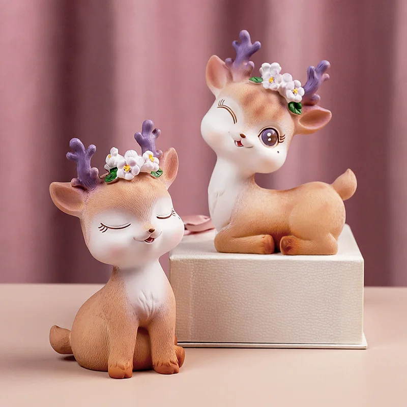 Lovers Sika Deer car decoration cartoon deer ornaments creative resin crafts ornaments