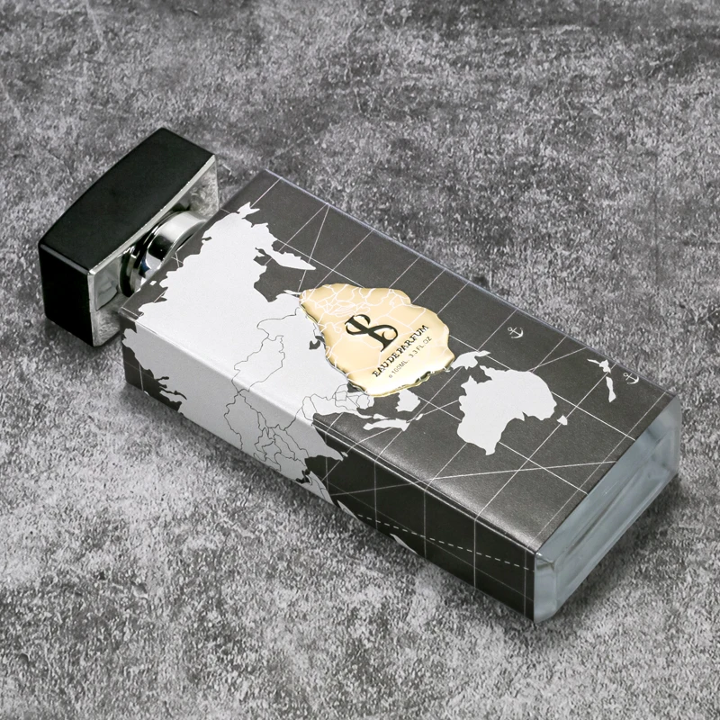 UV Printing World Map Aluminum Nameplate LOGO Luxury Empty Perfume Glass Bottles 100ml