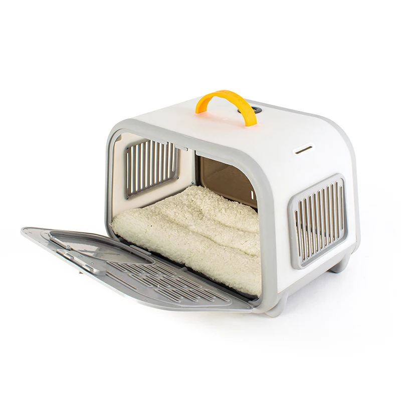 New Design PP Plastic portable soft pet carrier dog cat travel bag transparent Big Space Box with Thermometer