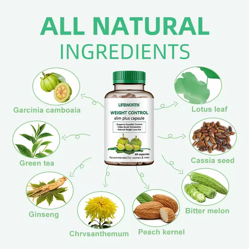 Lifeworth Flat Tummy Pills Green Tea Lutes leaf Capsule Pills Effective Garcinia Cambogia Capsules