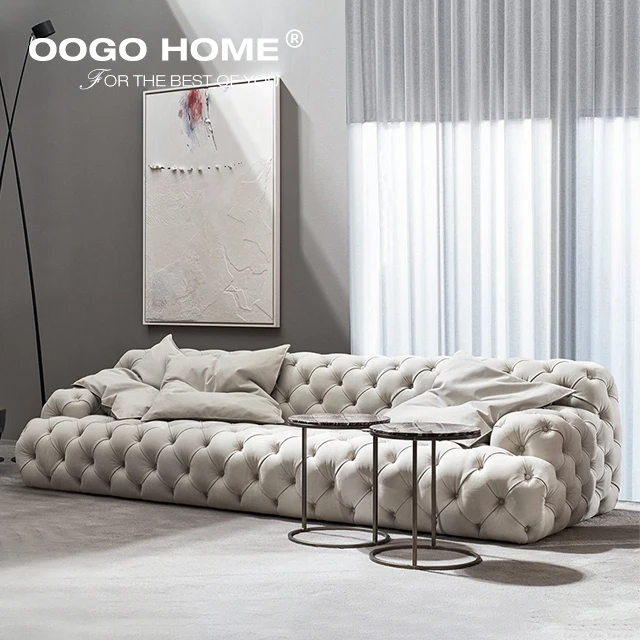 
Modern Hotel Sofa Italian Light Luxury Living Room American Pull Button Villa sofa 