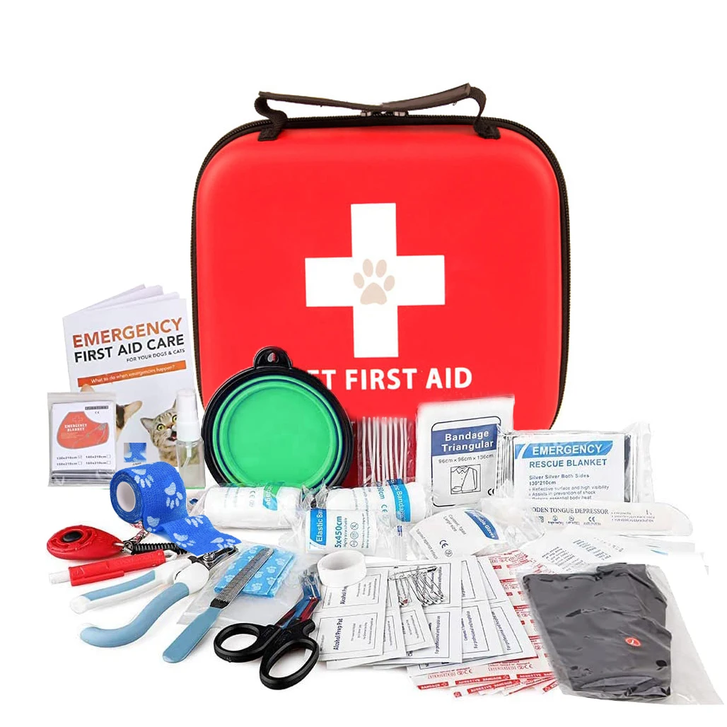 Custom best first aid kit for dog zip medical bag, pet dog first aid box with medical supplies