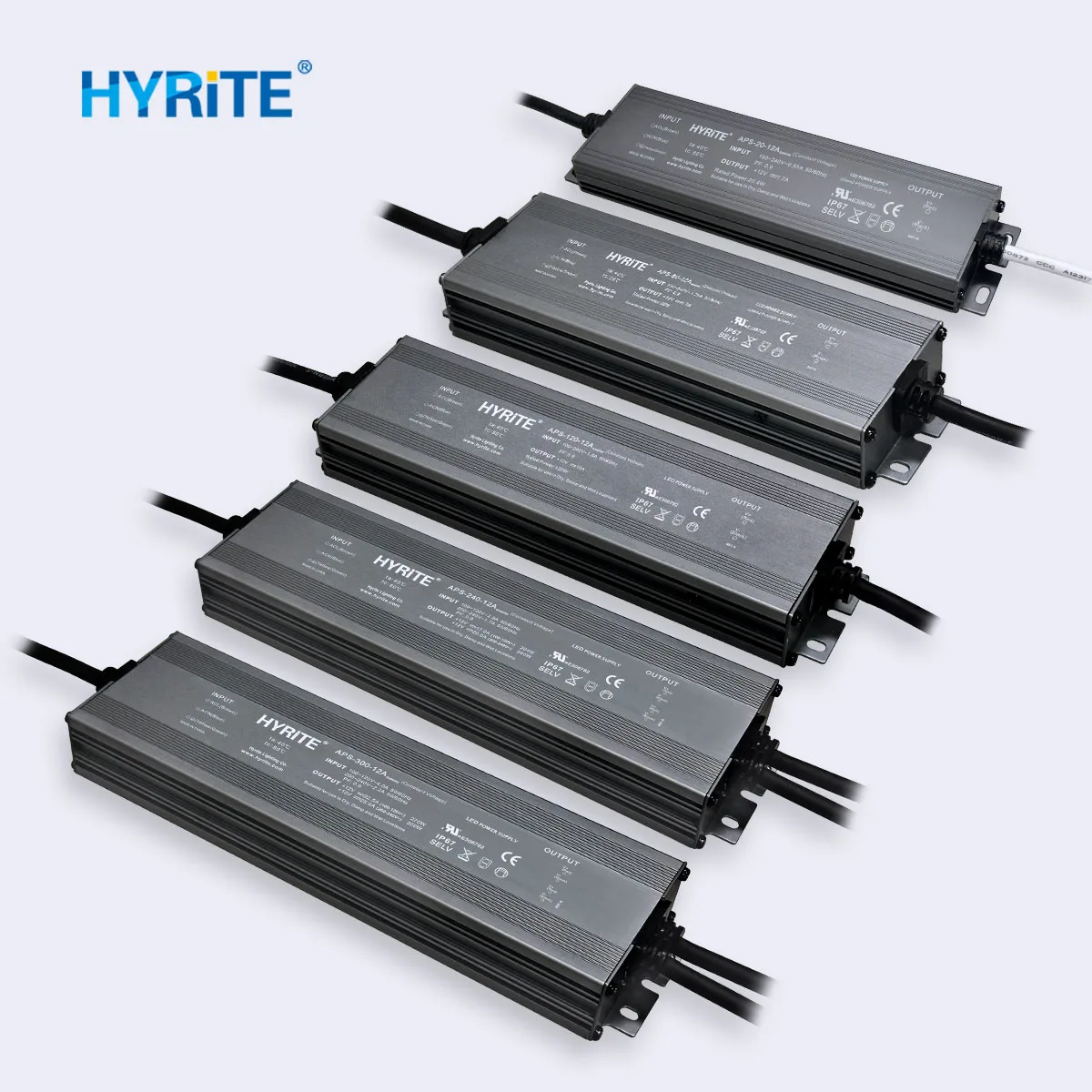 UL Certificate Universal Input Voltage IP67 CE 100V-240V PFC High Power Factor Waterproof LED Power Supply 12V 24V LED Driver