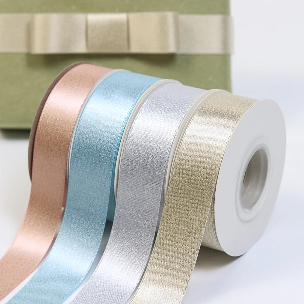 Металлическая Блестящая лента с двойным лицом блестящая атласная роскошная Мягкая корсажная