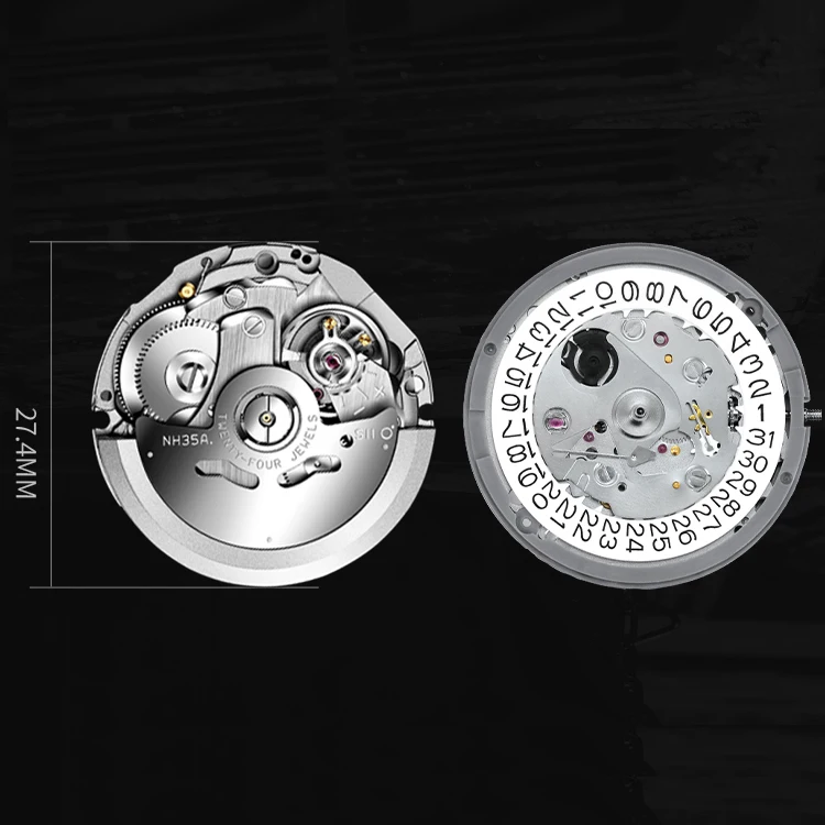 RTS Automatic Japan Seik Original  NH35 Mechanical 24 Jewels Wheel NH34/NH36 Movement Vibrations Per Hour 21600