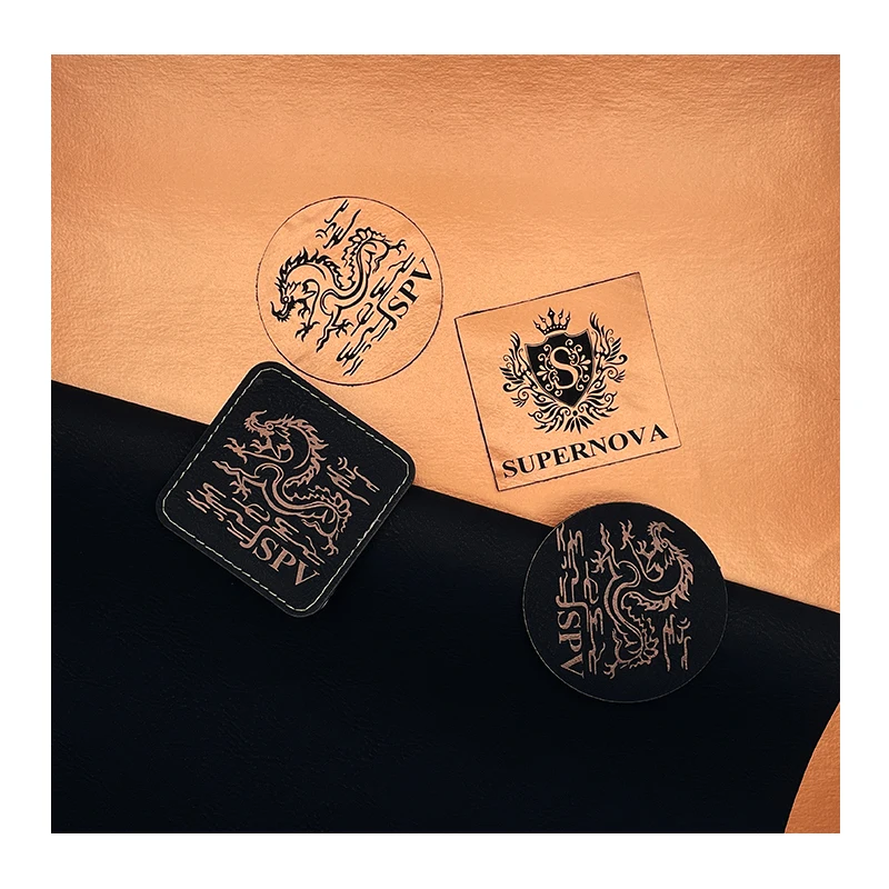 12X24 Inches Pu Leather Sheets Wholesale Custom Laser Engraving Iron-On Leather For Hat Patches With Gray Back and Adhesive