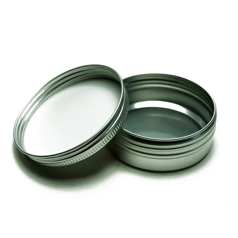 2019 Hot Selling Metal Packaging Round Aluminum Tin Jars Small Portable Travel Containers with Screw Top for Hair Pomade Packing