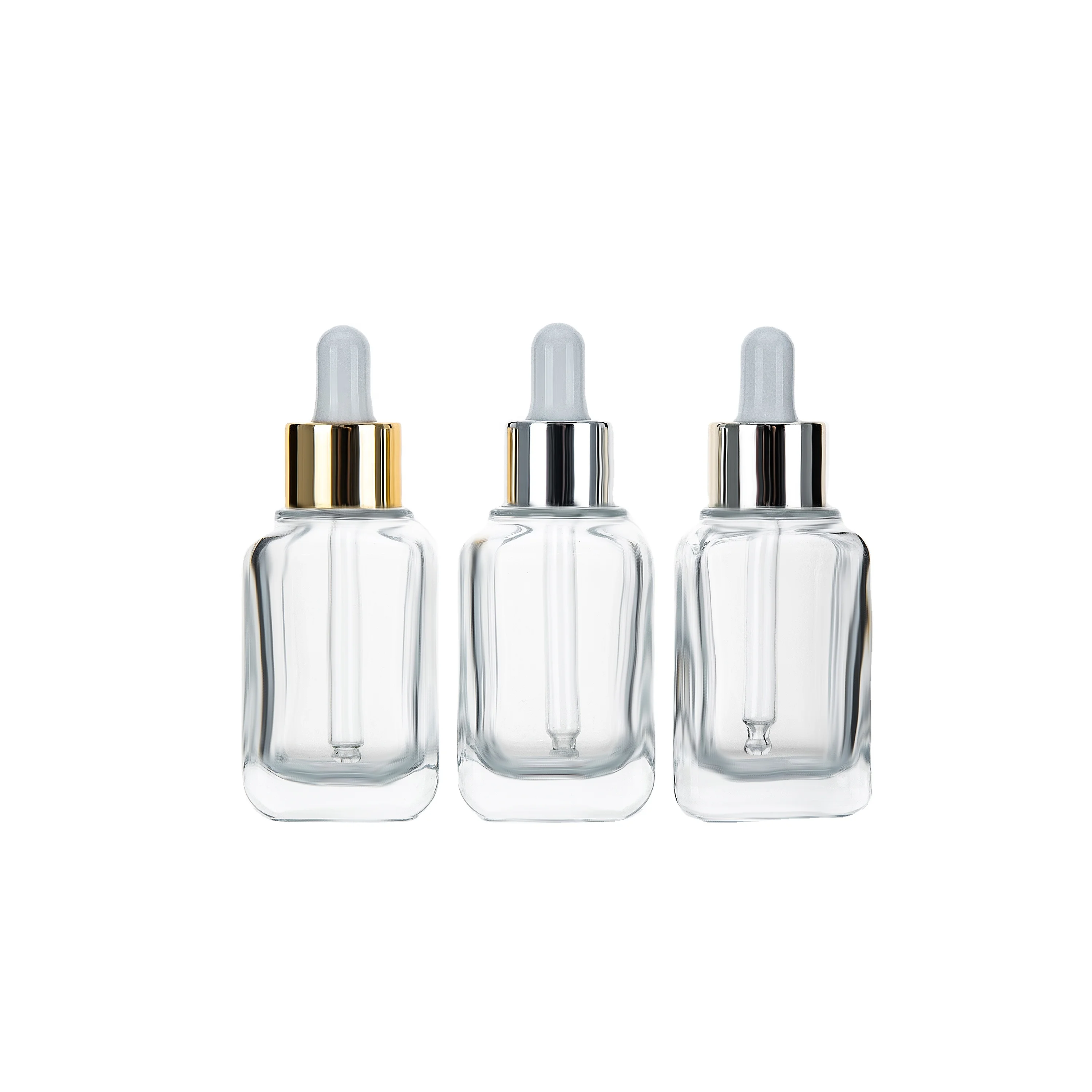 
Wholesale UV coated glass dropper bottles clear matte jar storage bottles with glass pipe essential oil facial oil package 