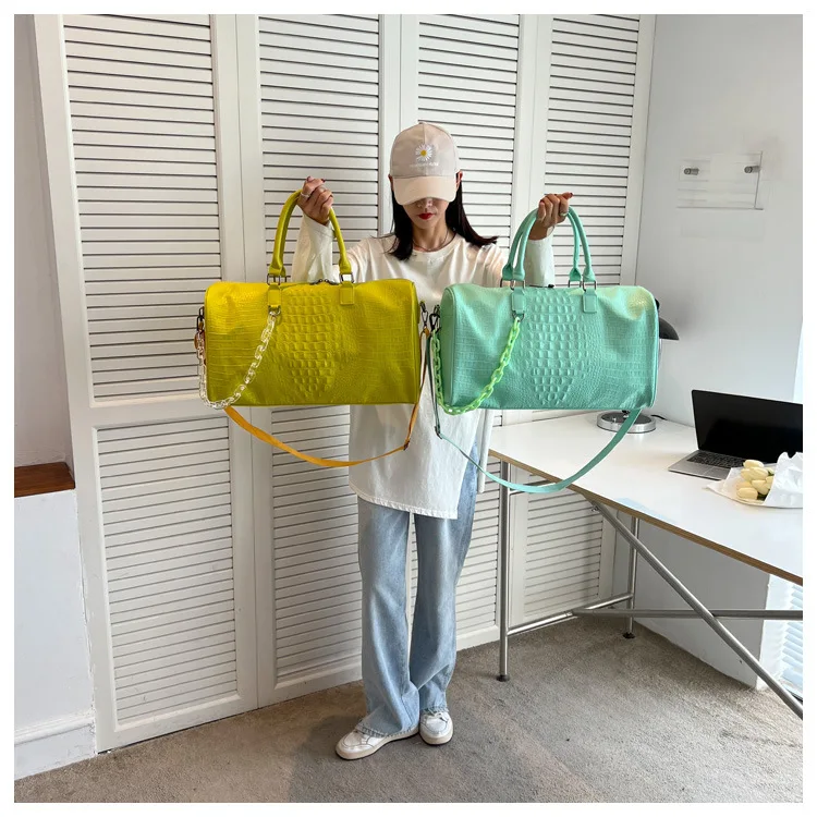 Designer Luxury Travel Pink Weekend Overnight bag Crocodile Leather Travel Bag Women Duffel BagWaterproof Shoulder Bag