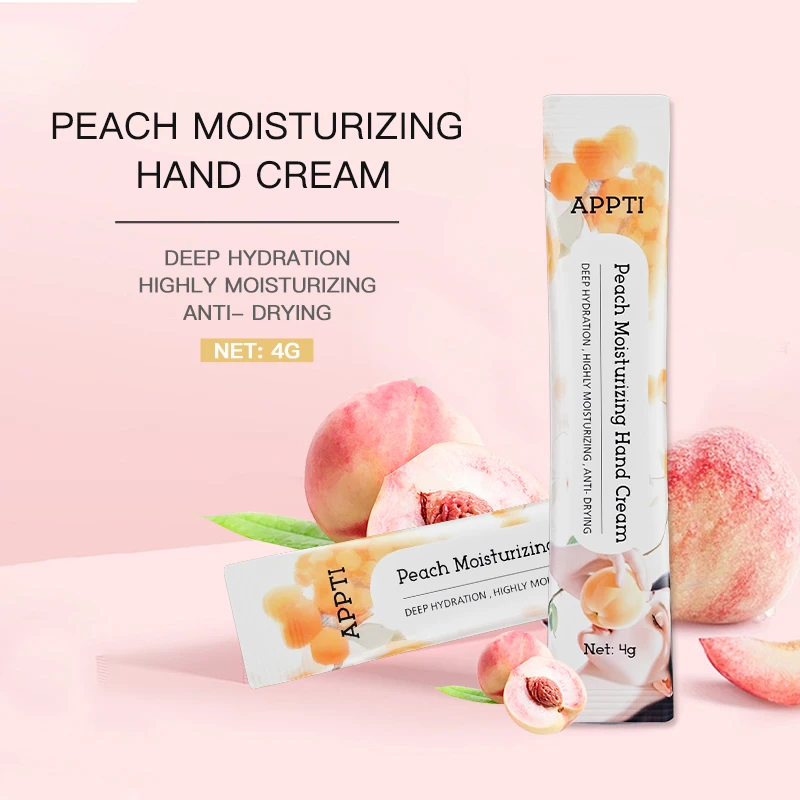 Wholesale APPTI Natual Peach Extract Deep Moisturizer Hand Cream OEM/ODM Travel Mini Size Nourishing Hand Cream Lotion Hand Mask