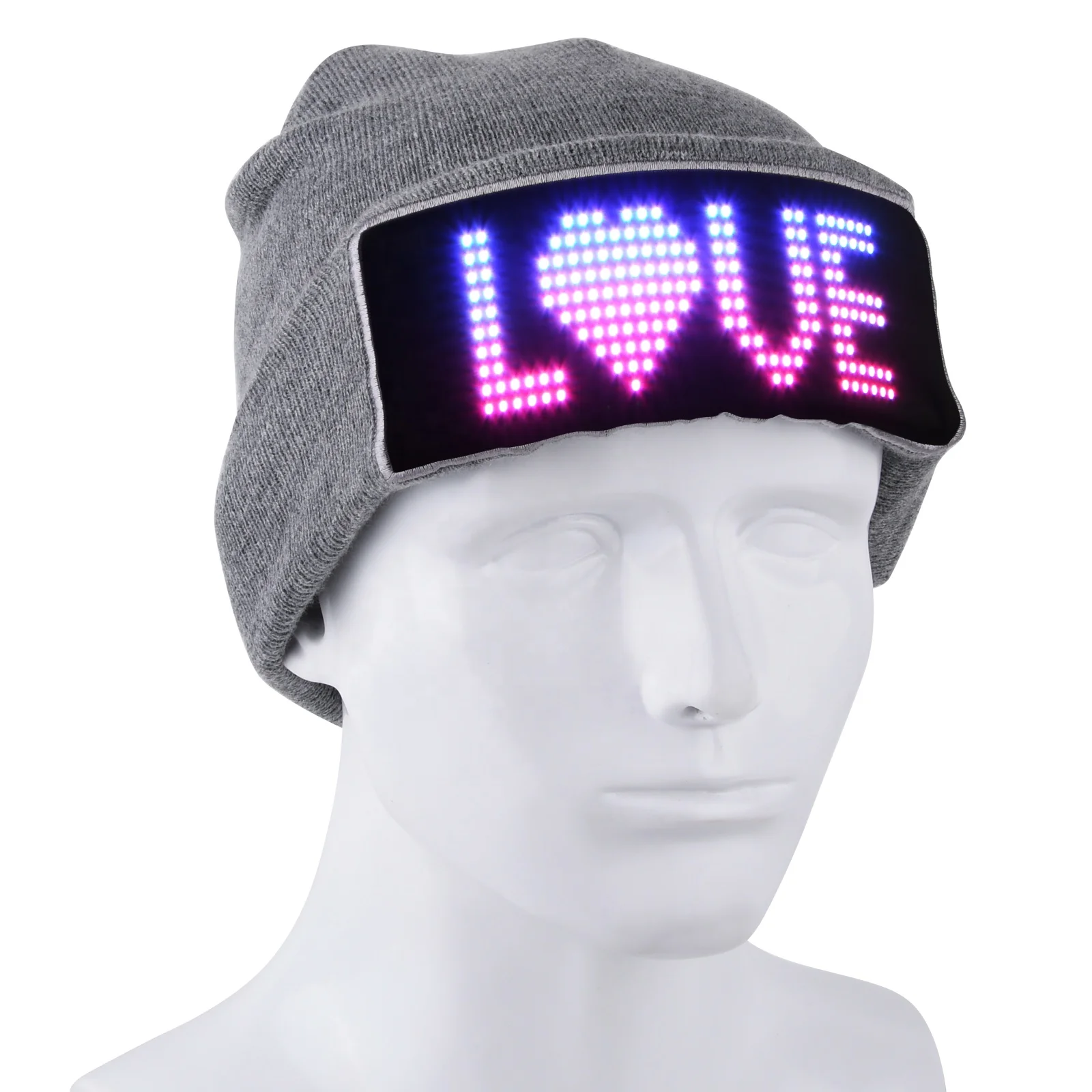 New Arrival Led Display Screen Light Up Knitted Hats App Programmable Warm Beanie Men Women Daily Hat for Winter Party Gift