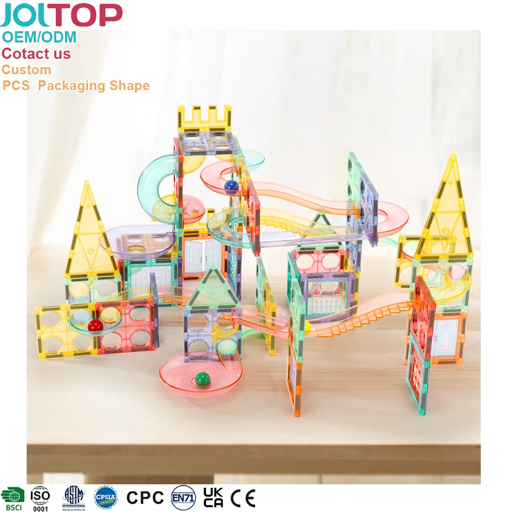 Factory Wholesale ODM/OEM Marble Run Tube Pipe Kids Toys Magnetic Building Blocks ABS Plastic Creative Magnetic Building Tiles