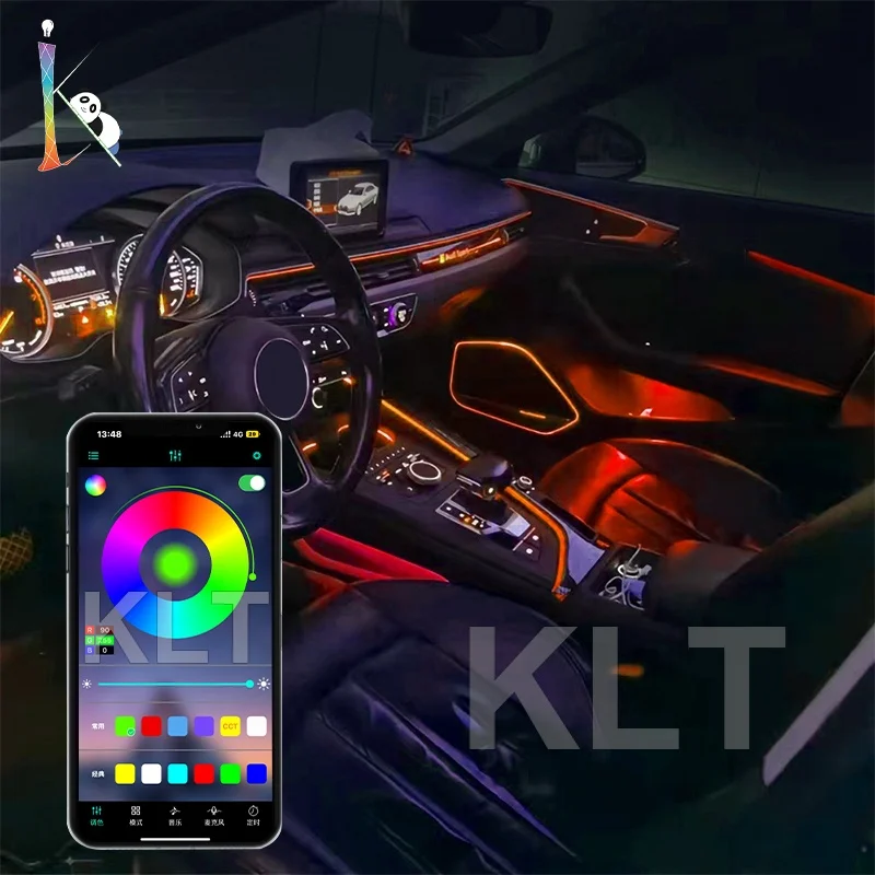 KLT 8m Car Styling Cold Light Ambience Lamp Line Car Lights Neon Car Led Rgb Neon Interior Atmosphere Light Strip