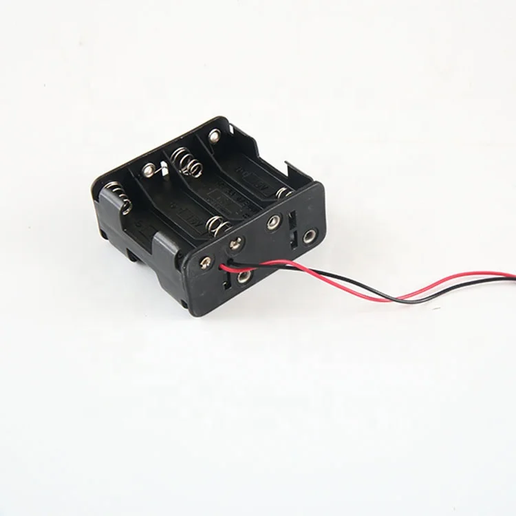 
4 Slots 8 AA Size Power Battery Storage Case Box Holder With Wire Lead 