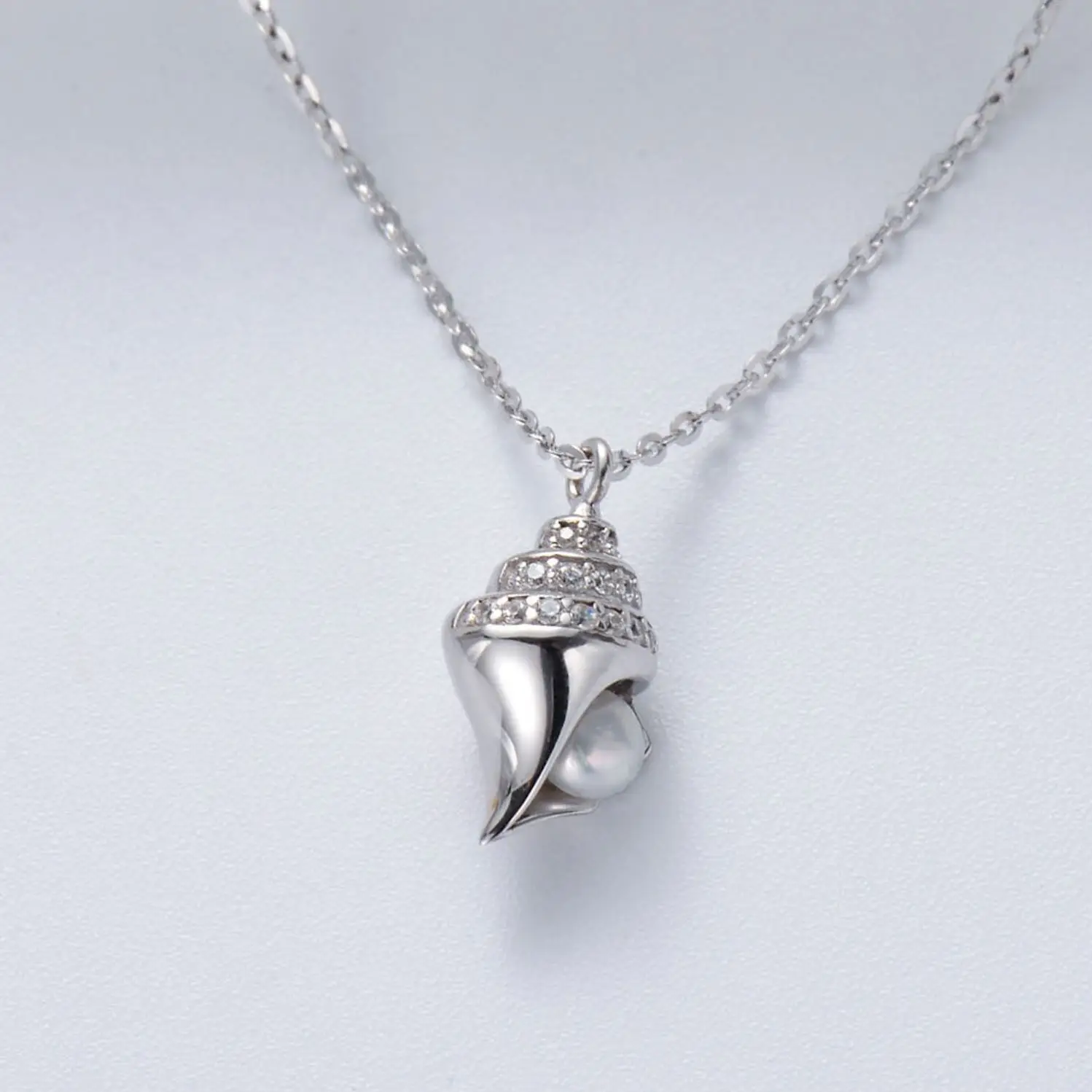 Fashion Jewelry 925 Silver Rhodium Plated Custom Zirconia Robot/Flip-Flop/Key/Shell/Pearl Pendant Necklace For Women