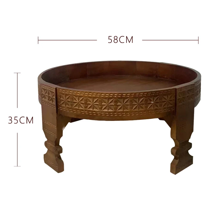 INNOVA customizable modern morocco style coffee table farmhouse rustic white solid wood round tea table
