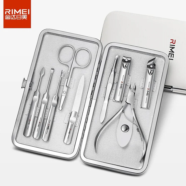 RIMEI Manicure Set Personal care Nail Clipper Kit Luxury Manicure 9 In 1 Pedicure Set Grooming kit Gift for Men and women