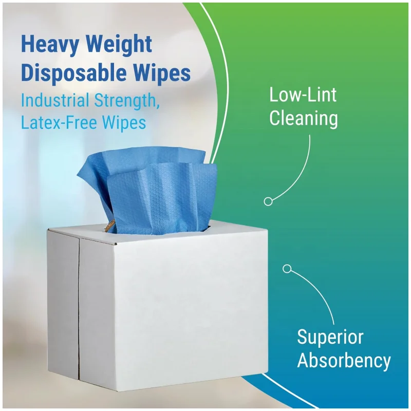 Latex-Free Heavy Duty Industrial Dry Cleaning Wipes Pop up Shop Absorbent Towel in Dual Dispenser Box