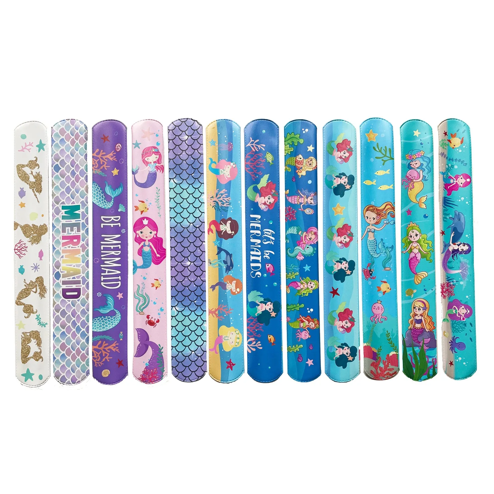 Wholesale Custom Mermaid Slap Bracelets for Kids Girls Snap Bracelet Bands Mermaid Toys Party Gifts