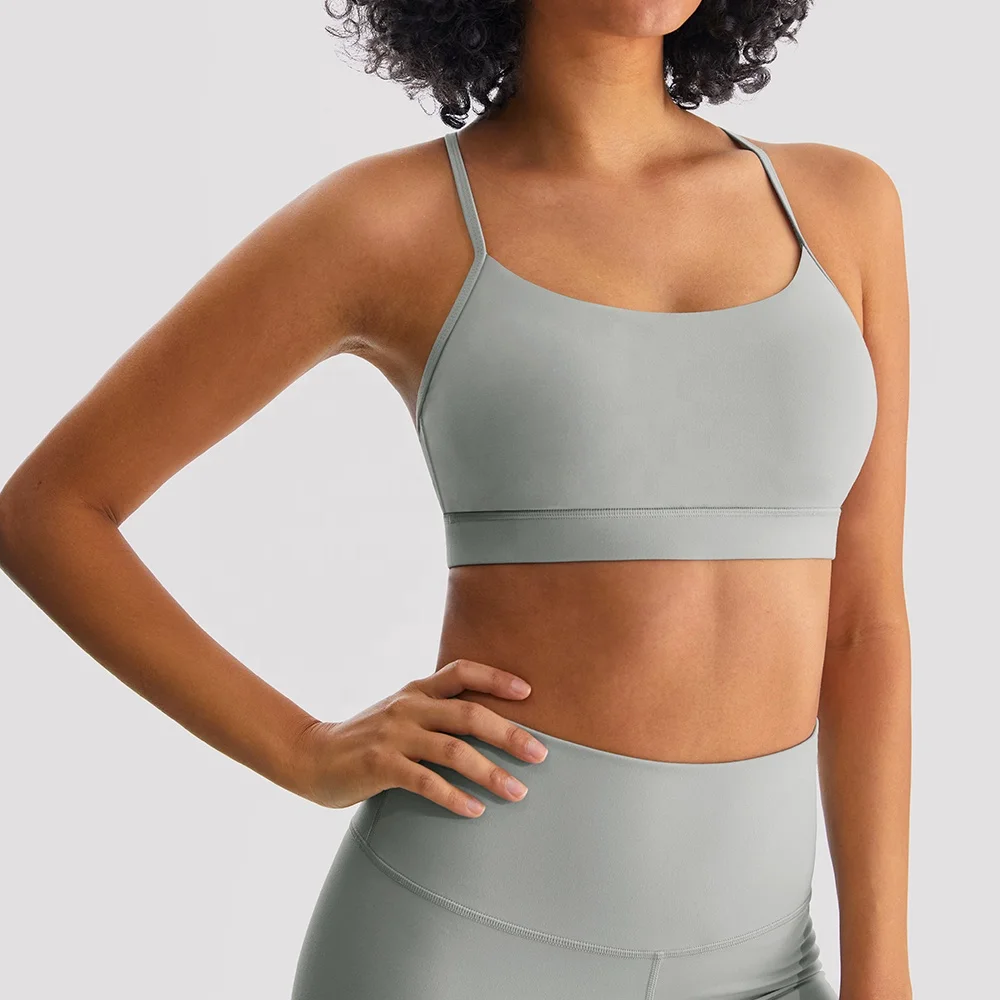 lulu nude yoga wear back Pilates sports underwear women fitness running workout Straps crossed sexy bra plus size