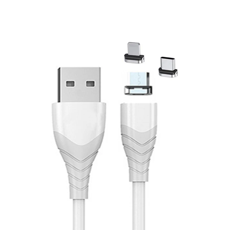 2021 Новый Дизайн 360 градусов мягкий резиновый Магнитный USB-кабель Быстрая зарядка 3 вилки в 1 зарядный кабель м