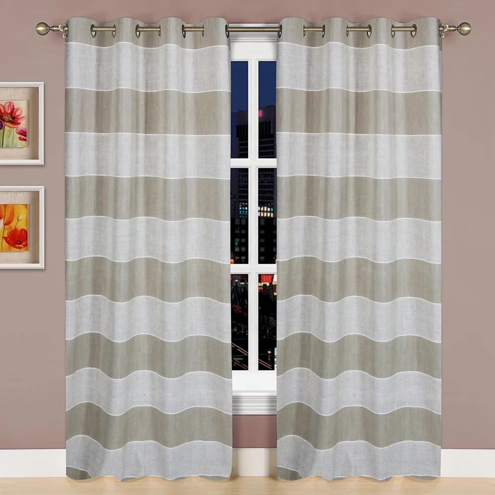 Best Selling Yarn Dyed Window Curtain Coastal Stripe Design Pole Top Window Curtains For Living Room Bedroom  Home window panel