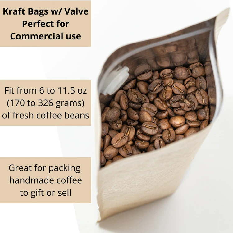 Customized Gravure Printing OEM Zipper Top Three Side Seal Ziplock Kraft Paper Food Packaging Bag