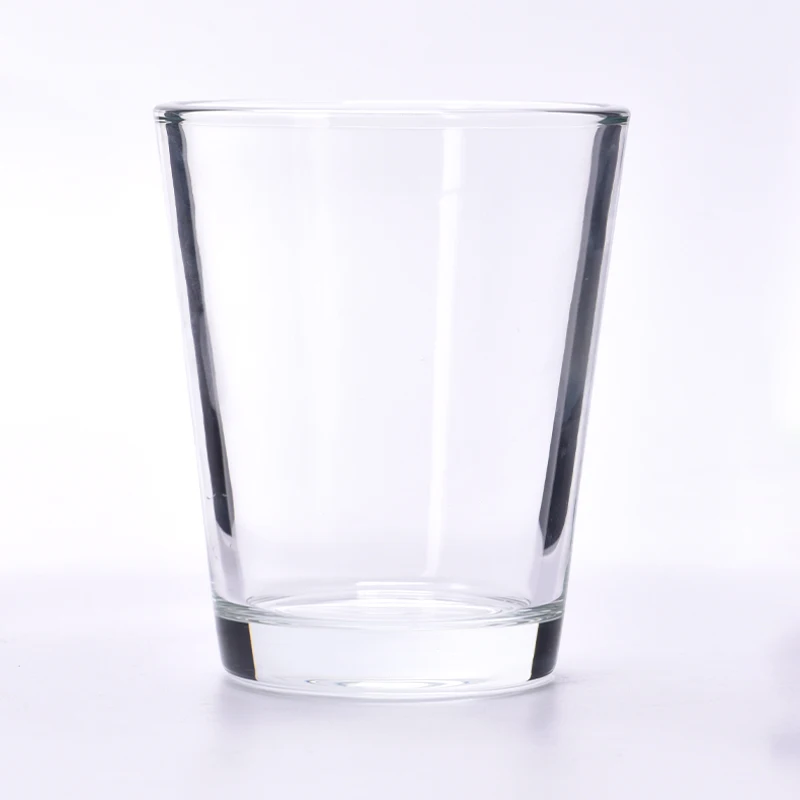 Wholesale 500ml V shape glass candle holder for home deco popular 14oz filled wax V shape glass candle jars