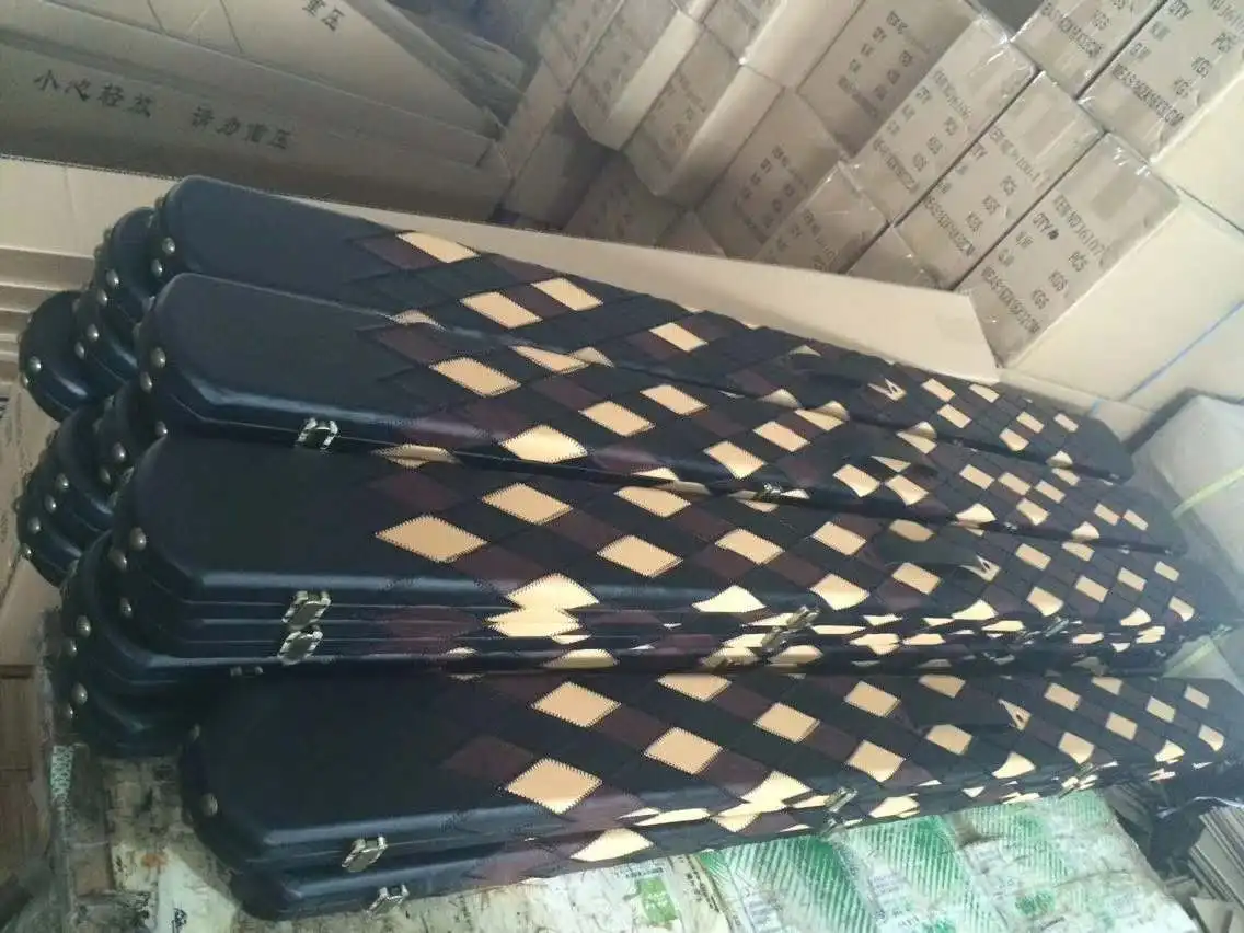 Diamond patchwork style billiard cue case round corner leather 1 piece snooker cue case