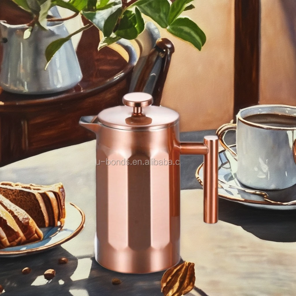 Роскошный французский Пресс из нержавеющей стали с двойными стенками цвета розового золота