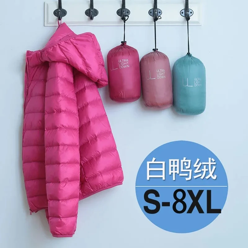 RedHK High Quality Wholesale Outdoor Light Warm Duck Feather Custom Logo Nylon Hooded Winter Bubble Puff Filled Down Puffer Coat